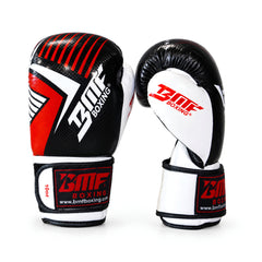 Gants de Boxe BMF Boxing – Noir, Blanc & Rouge, Cuir Synthétique Haute