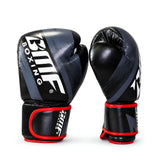 Gants de Boxe BMF Boxing – Noir & Gris, Liserés Rouges, Cuir Synthétique Renforcé