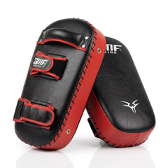 Paos de Muay Thaï BMF Boxing – Pads de Frappe Incurvés Noir & Rouge (la paire)