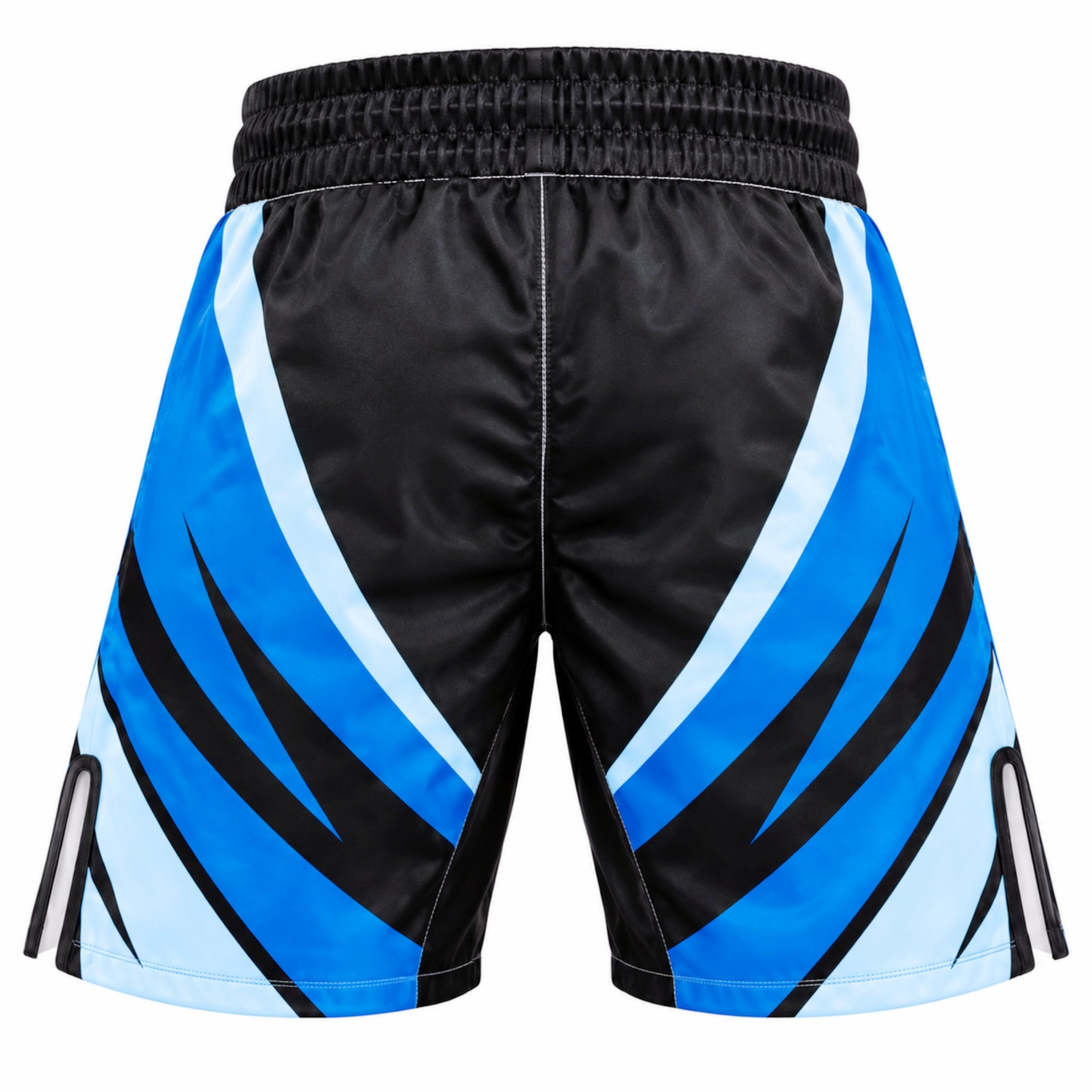 Short de Boxe BMF Boxing – Satin Noir & Bleu | Combat, Entraînement & Compétition