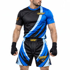 Ensemble de Boxe BMF Boxing T-shirt + Short d'Entraînement Noir & Bleu