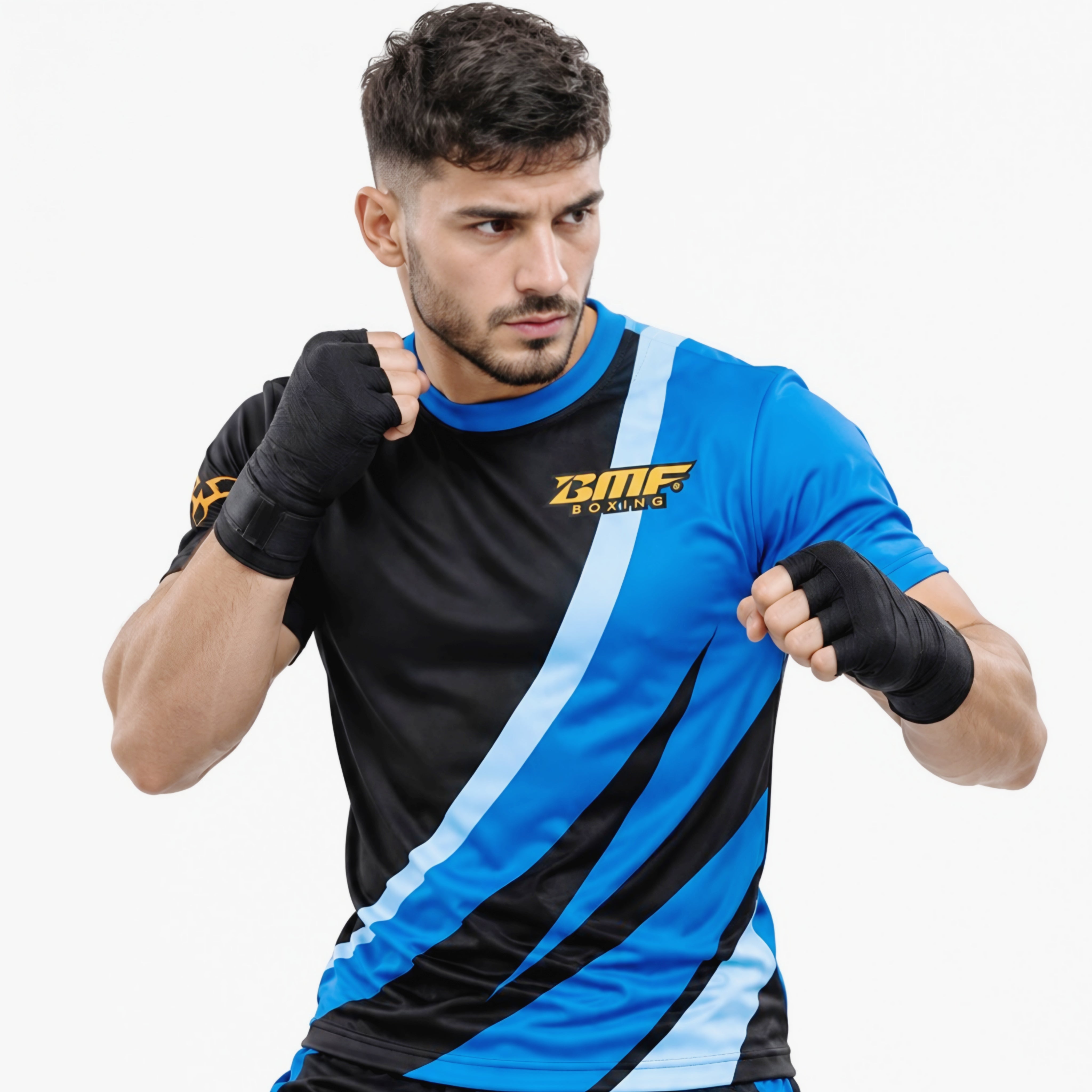 T-shirt de Boxe BMF Boxing – Maillot d'Entraînement Respirant Noir & Bleu