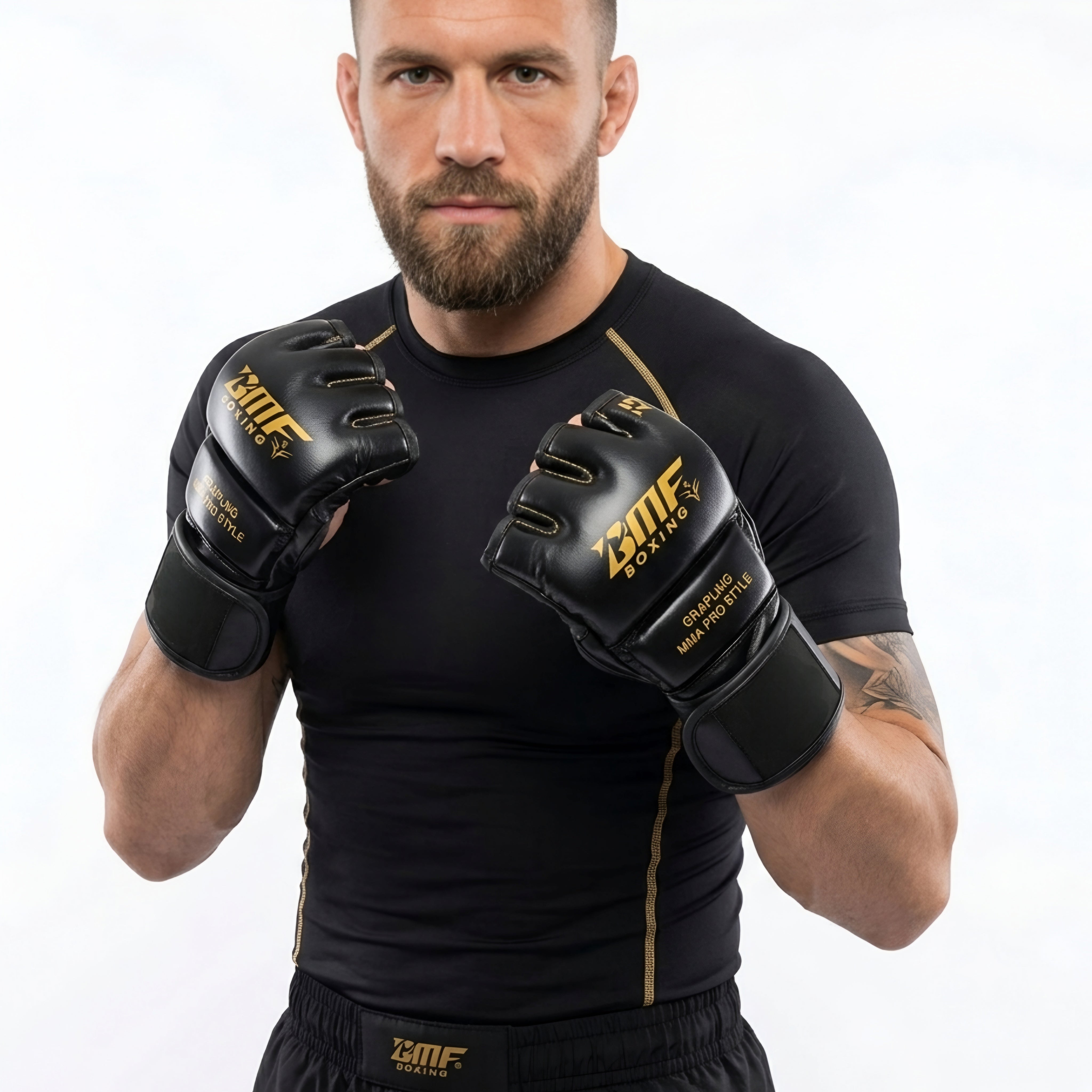 Gants de MMA BMF Boxing – Grappling Pro Style Noir & Or