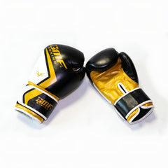 Gants de Boxe BMF Boxing – Noir, Blanc & Or, Cuir Premium