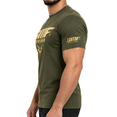 T-shirt BMF Boxing – Vert Kaki, Logo Doré, Coton Premium