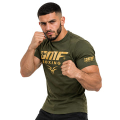 T-shirt BMF Boxing – Vert Kaki, Logo Doré, Coton Premium