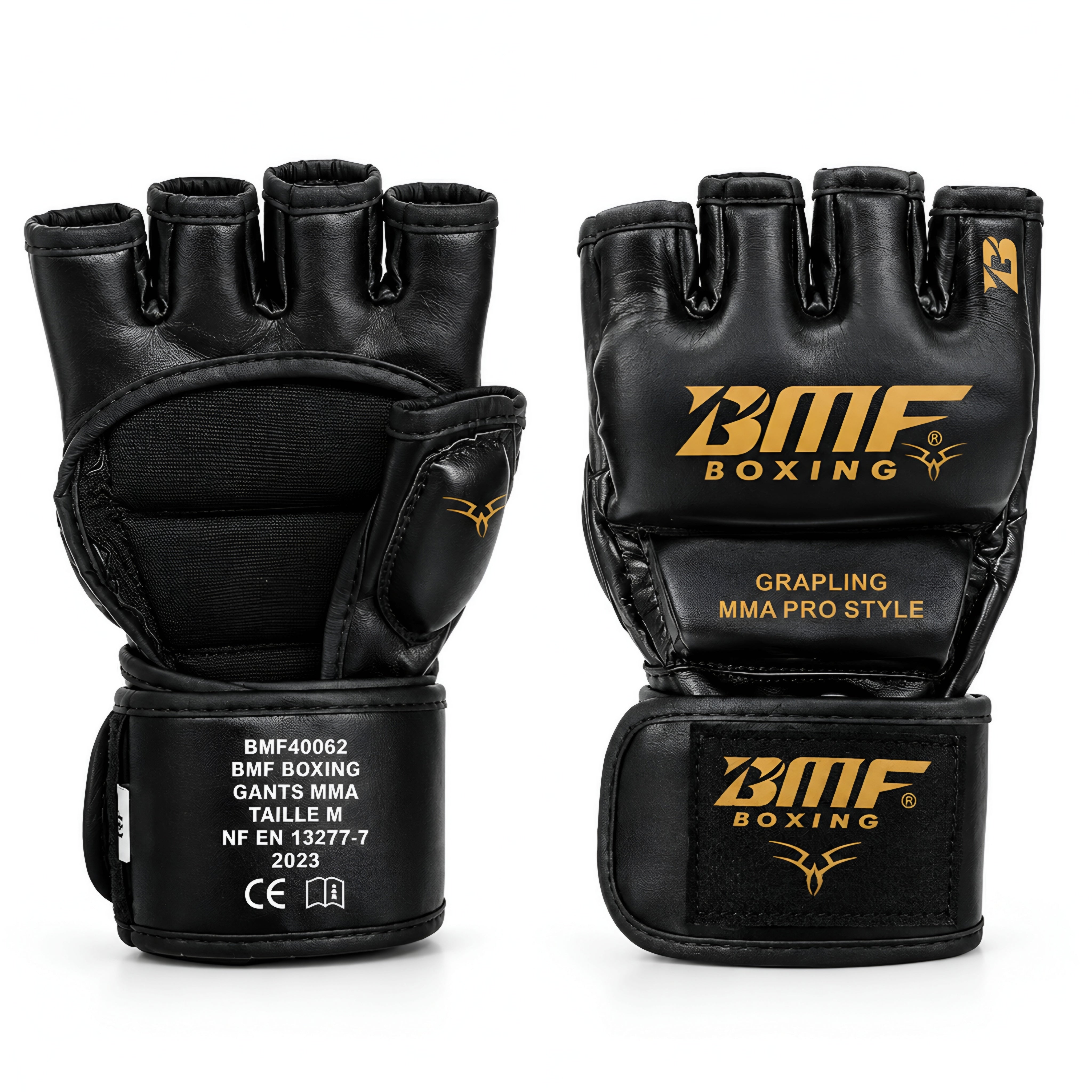 Gants de MMA BMF Boxing – Grappling Pro Style Noir & Or